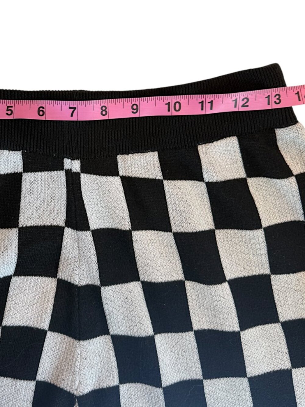 Large Double Zero Black + White Checkered Wide Leg Lounge Pants - Picture 3 of 4
